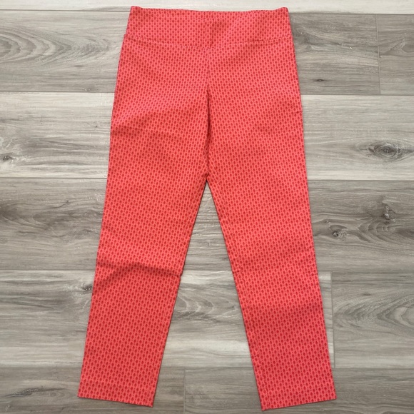Margaret M slimming Pull on printed straight leg  pants coral pink XSP - Picture 1 of 3